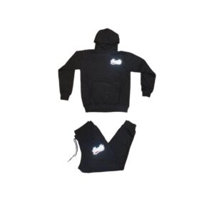 Hustle Allstar Black Sweatsuit (Reflective Trim)