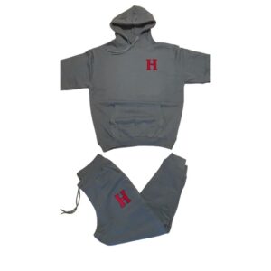 Hustle Varsity “H” Sweatsuit (Dark Grey/Red Rum)